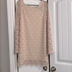 Judith March- L- cream fringe dress/bell sleeves
